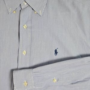 Polo Ralph Lauren Shirt Yarmouth 15 34 Medium Button Up Striped Light Purple Wor
